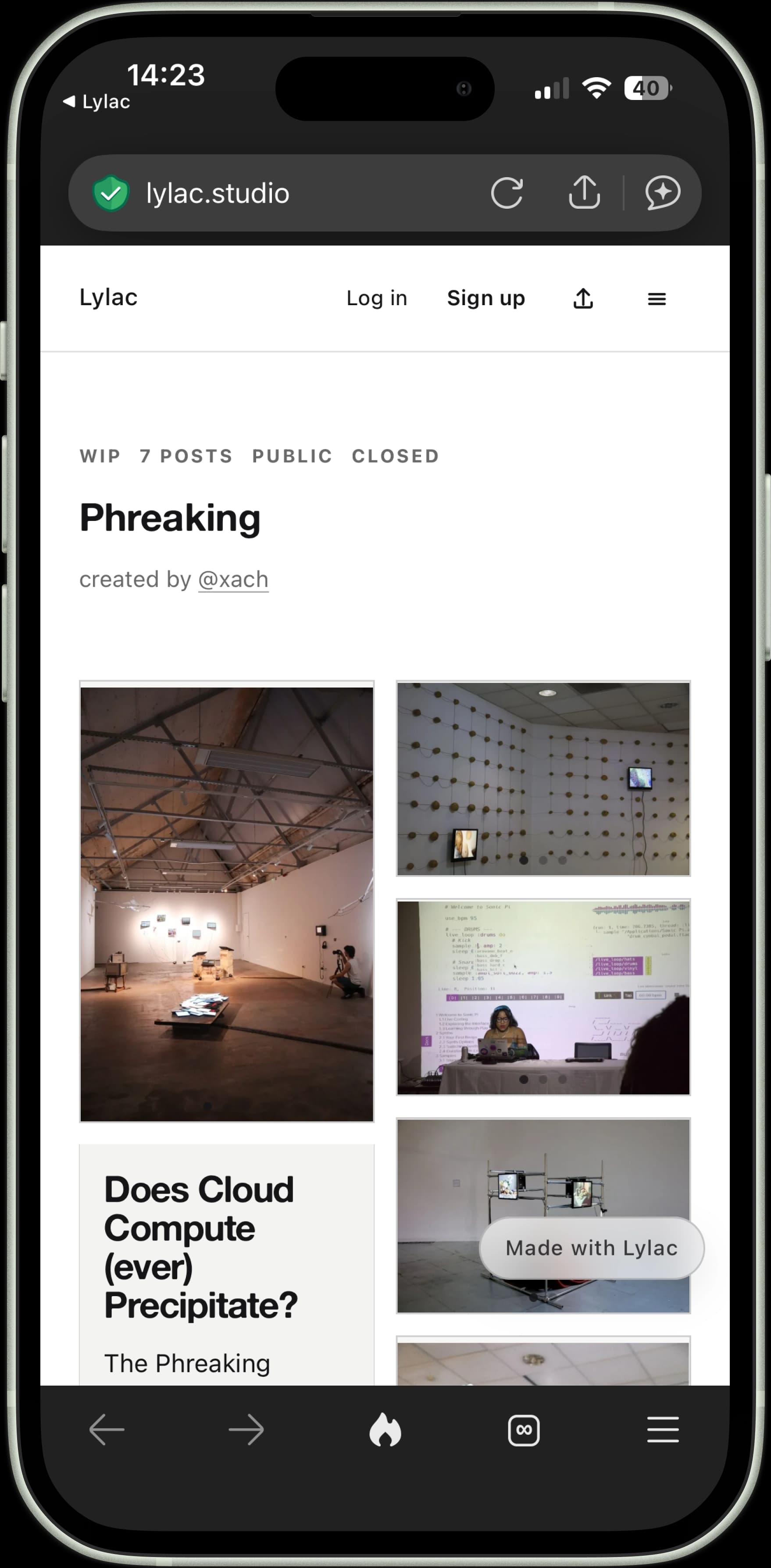 Collaborative Studio displayed in a mobile web browser