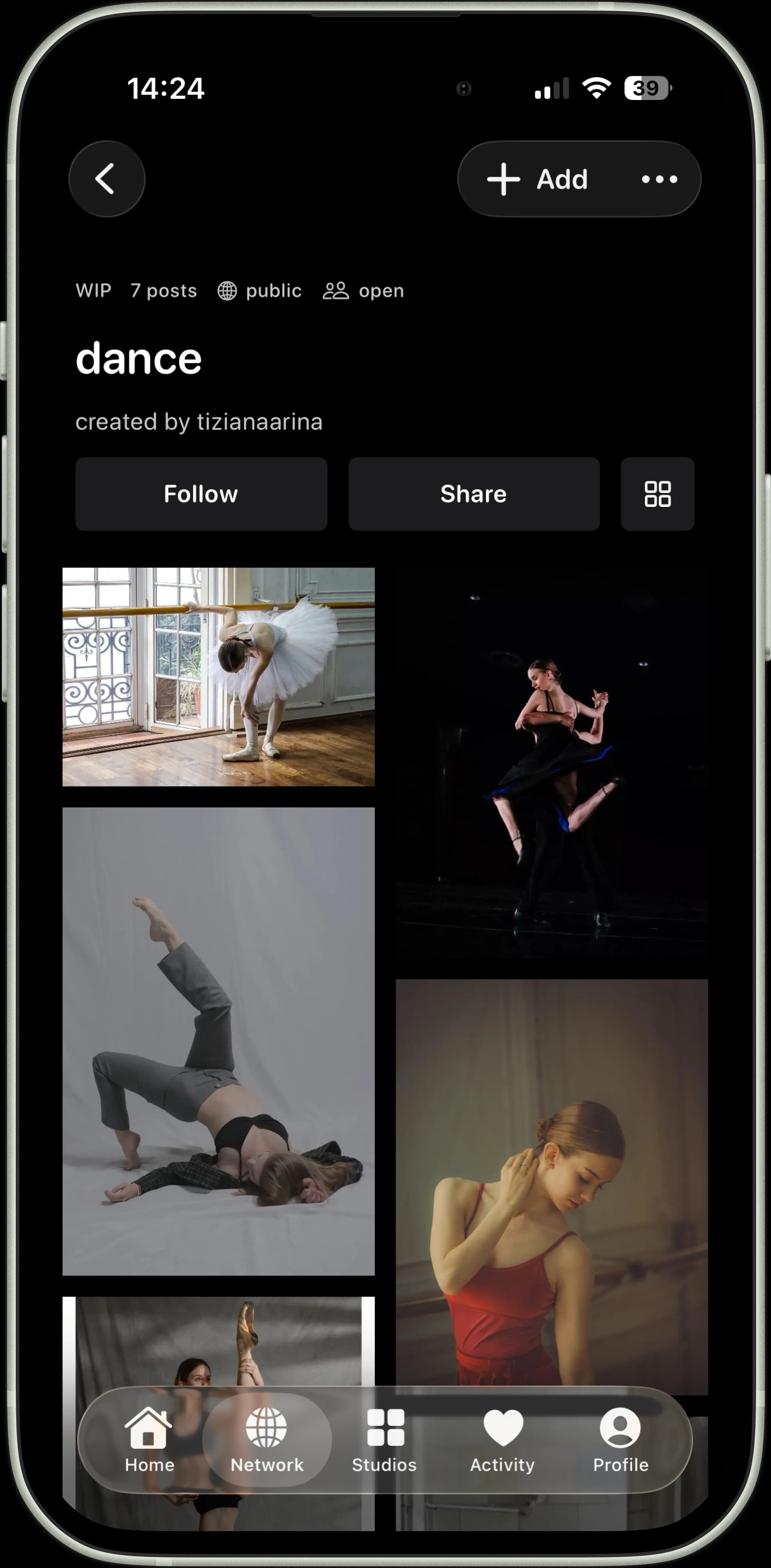 Dance Studio showing rehearsal and performance photography