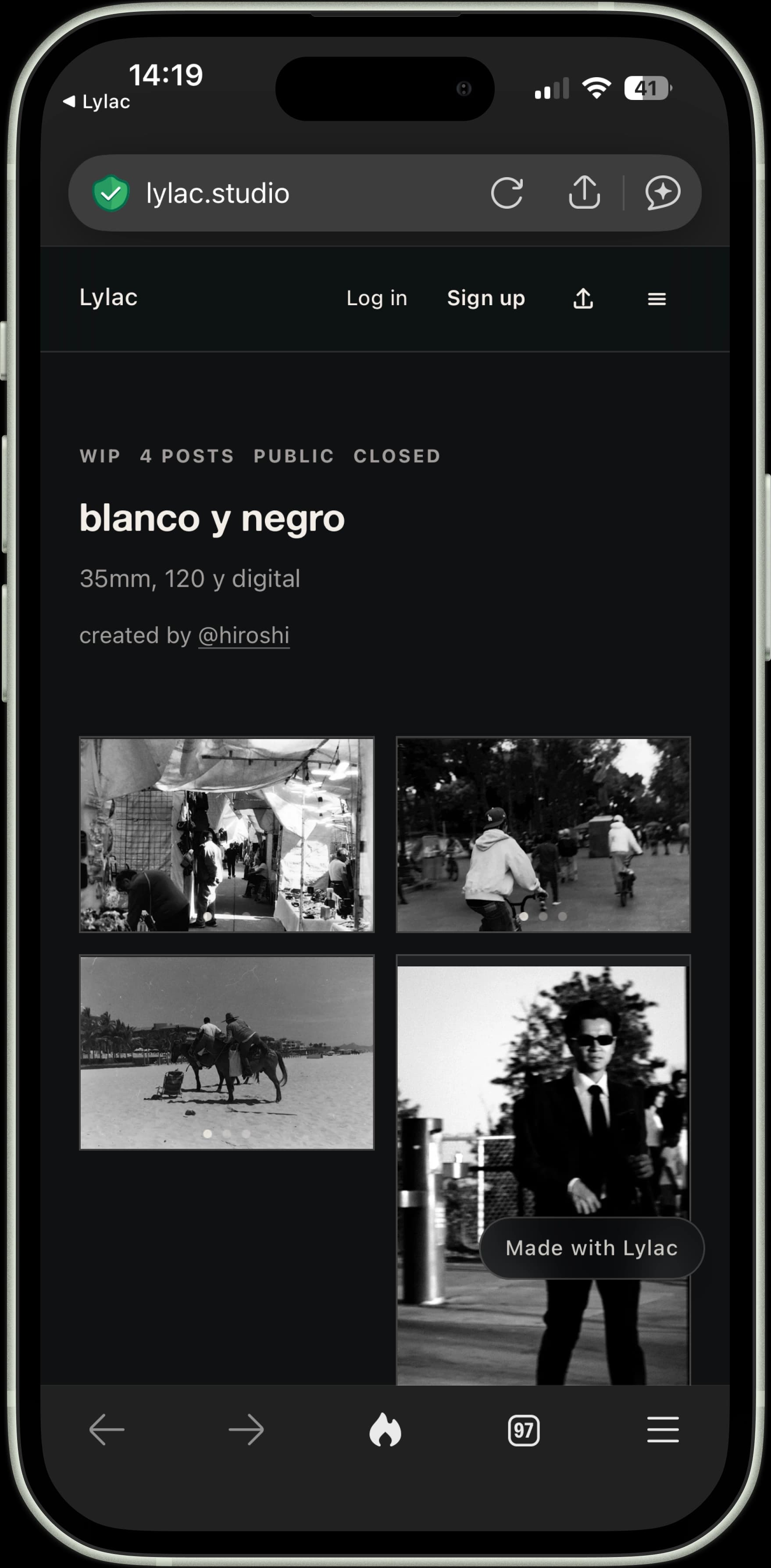 Documentary photography Studio displayed on the web