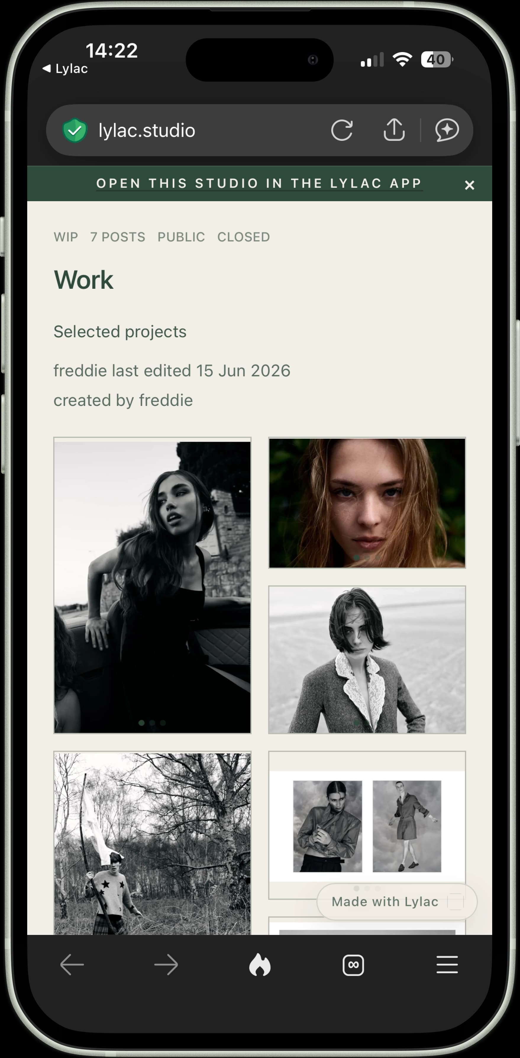 Portrait photography Studio displayed on the web
