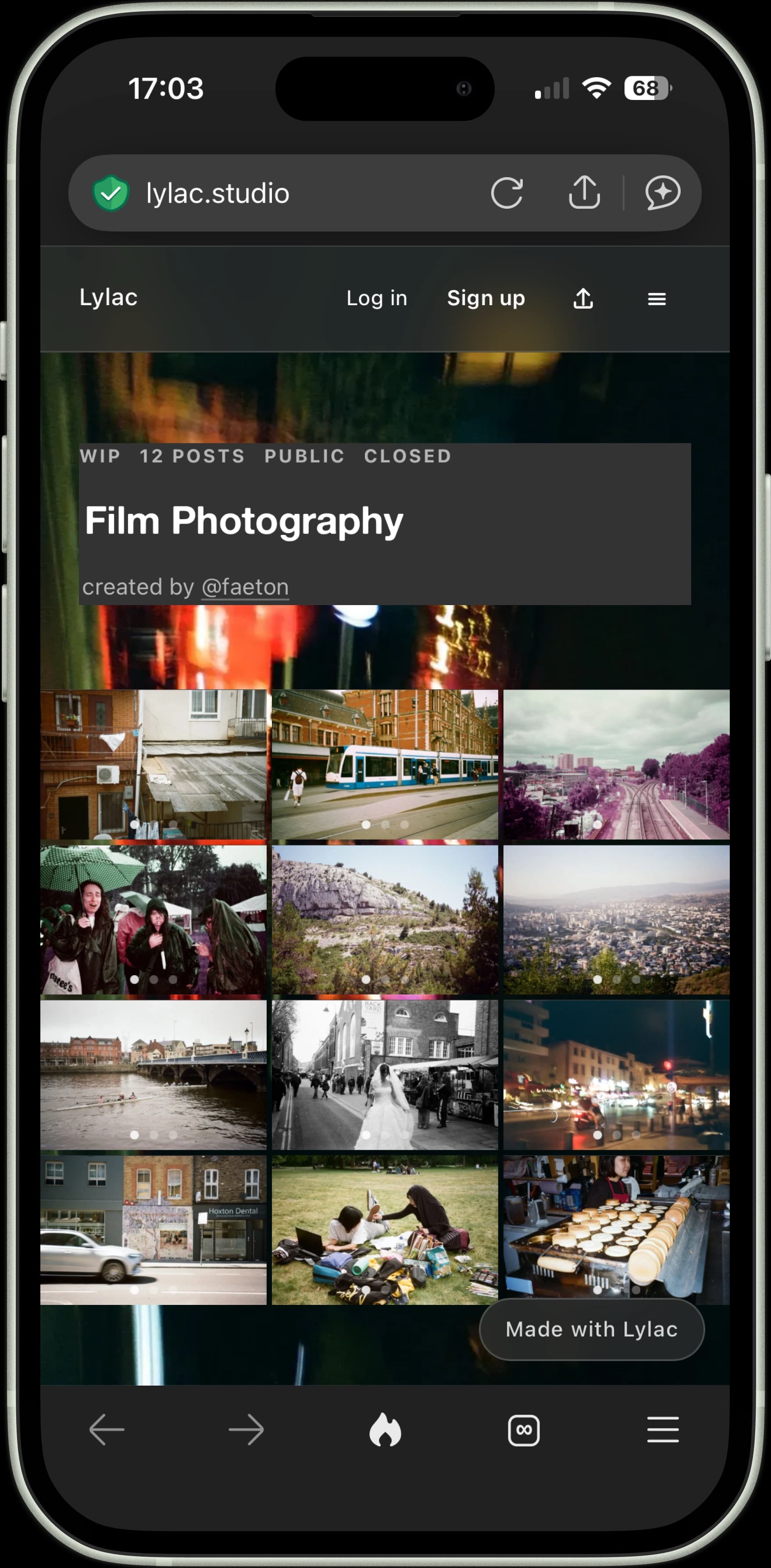 Image-led photography Studio displayed on the web