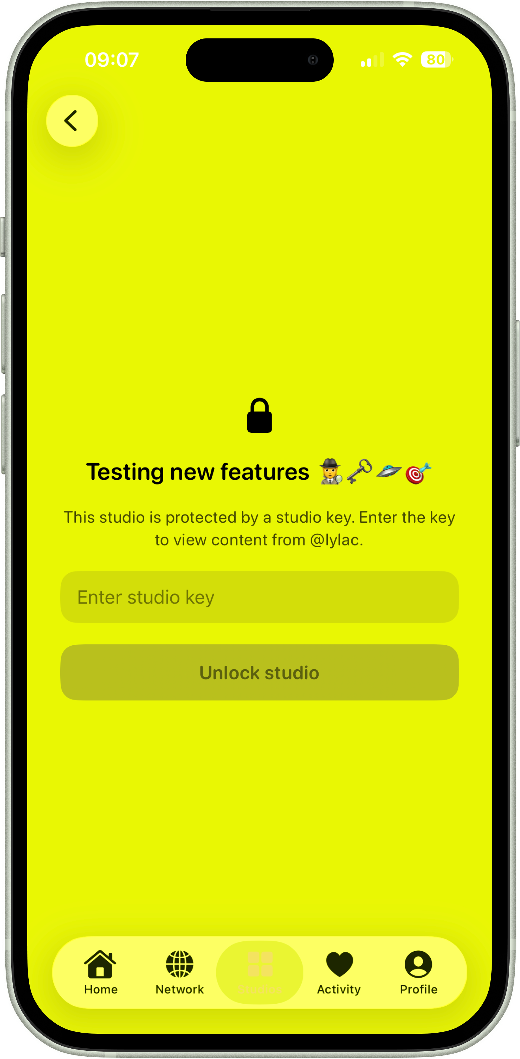 Studio password protection view